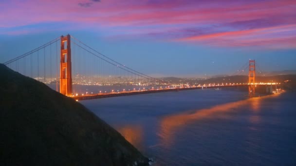 Golden gate Köprüsü san francisco günbatımı Kaliforniya — Stok video