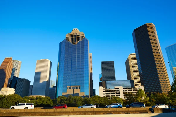 Χιούστον στο κέντρο της πόλης στον ορίζοντα της πόλης Τέξας στις ΗΠΑ — Φωτογραφία Αρχείου