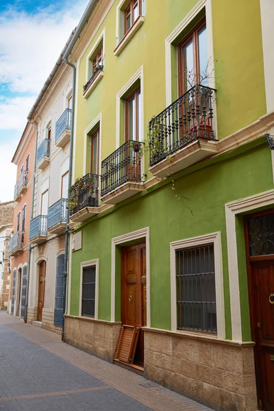 Denia calle Loreto fachadas en Alicante España — Foto de Stock