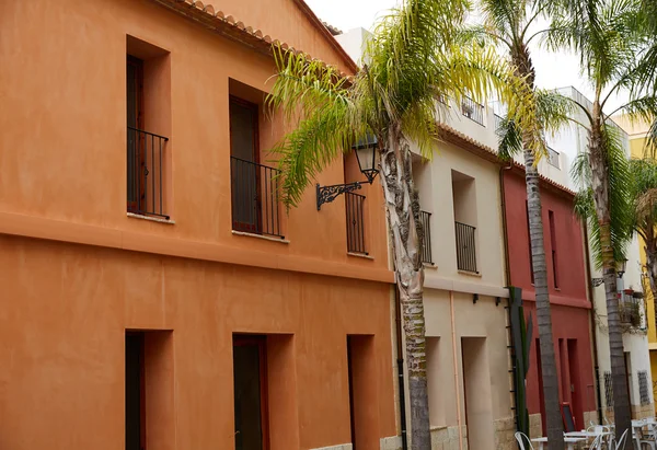 Denia street Loreto facades in Alicante spain — Stock Photo, Image