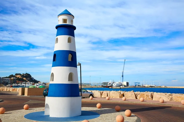 Denia vuurtoren monument in Middellandse Zee — Stockfoto