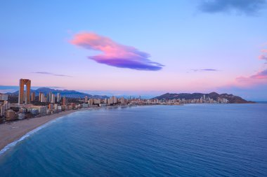 Benidorm Poniente plaj gün batımı Alicante İspanya