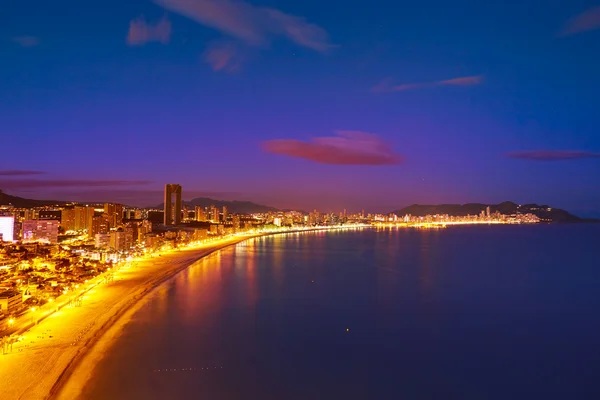 Benidorm poniente Strand Sonnenuntergang alicante spanien — Stockfoto