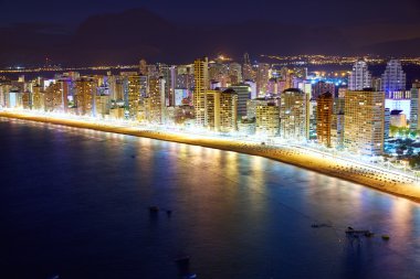 Benidorm manzarası Alicante günbatımı Plajı'nda