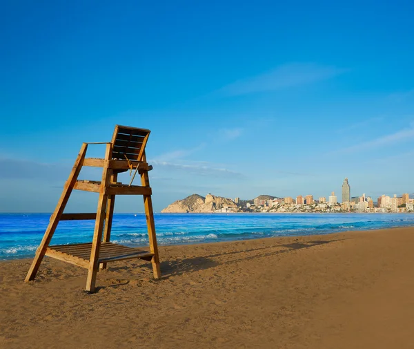 Παραλία Poniente της πόλης Benidorm σκοπιάς κάθισμα Αλικάντε — Φωτογραφία Αρχείου