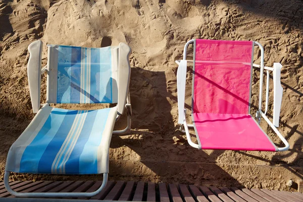 Benidorm hammocks beach chairs detail aerial — Stock Photo, Image