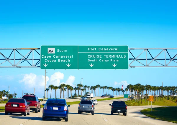 Cape Canaveral e cacao spiaggia segno Florida — Foto Stock