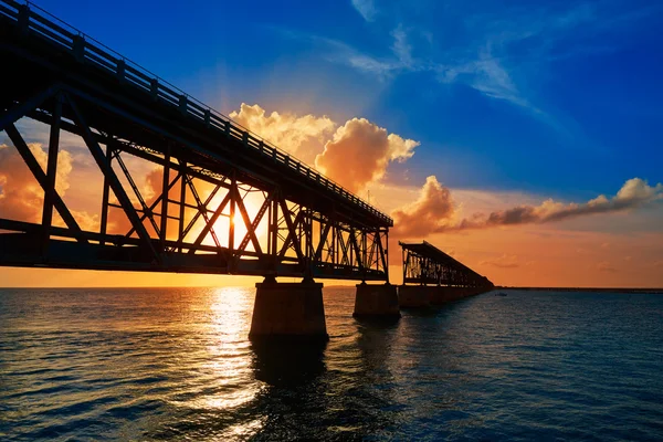 Florida Keys viejo puente puesta de sol en Bahia Honda —  Fotos de Stock