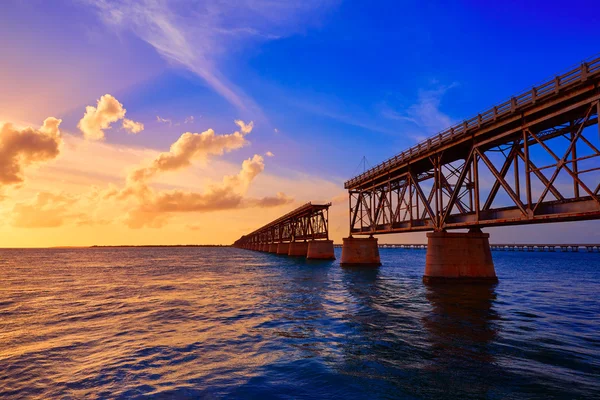 Florida Keys vecchio tramonto ponte a Bahia Honda — Foto Stock