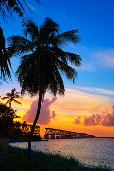Florida Keys viejo puente puesta de sol en Bahia Honda — Foto de Stock
