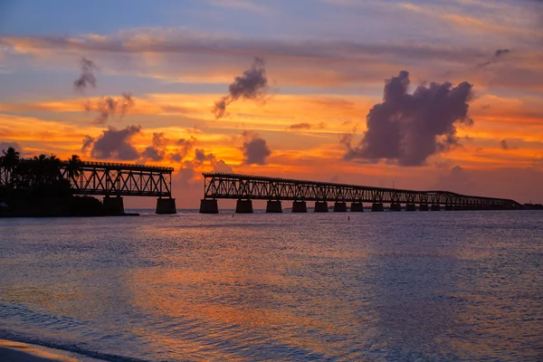 Florida Keys eski köprü günbatımında Bahia Honda — Stok fotoğraf