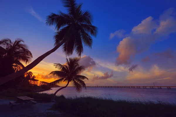 Florida Keys vecchio tramonto ponte a Bahia Honda — Foto Stock