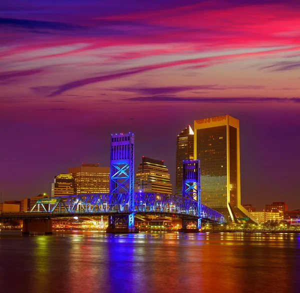 Jacksonville horizonte atardecer río en la Florida —  Fotos de Stock