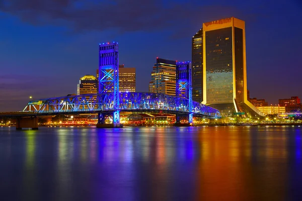 Jacksonville horizonte atardecer río en la Florida —  Fotos de Stock