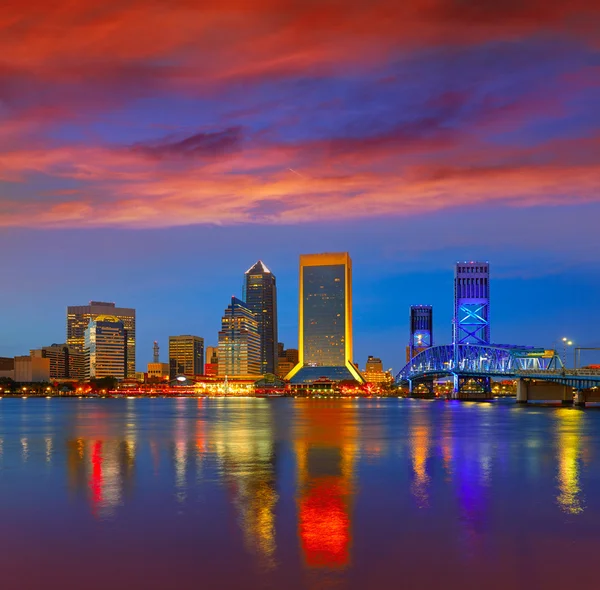 Jacksonville horizonte atardecer río en la Florida —  Fotos de Stock