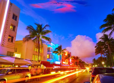 Miami South Beach günbatımı Ocean Drive Florida