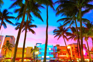 Miami South Beach günbatımı Ocean Drive Florida