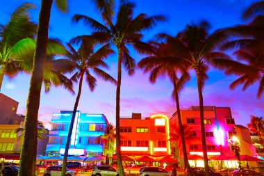 Miami South Beach günbatımı Ocean Drive Florida