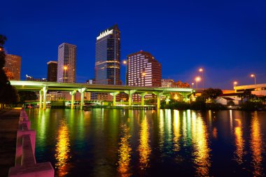 Florida Tampa skyline at sunset in US clipart