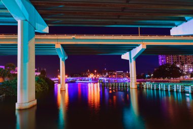 Florida Tampa skyline at sunset in US clipart