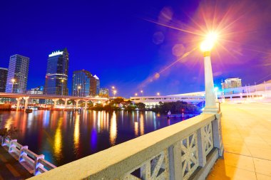 Florida Tampa skyline at sunset in US clipart