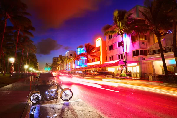 Miami South Beach günbatımı Ocean Drive Florida — Stok fotoğraf