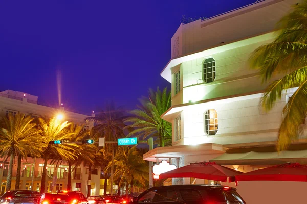 Miami South Beach günbatımı Ocean Drive Florida — Stok fotoğraf