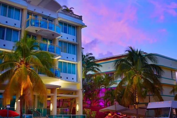 Miami South Beach günbatımı Ocean Drive Florida — Stok fotoğraf