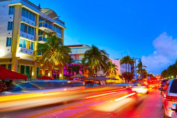 Miami South Beach günbatımı Ocean Drive Florida — Stok fotoğraf