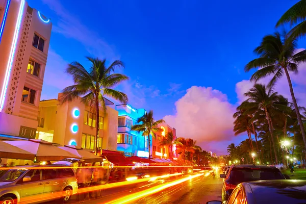 Під час заходу сонця Ocean Drive South Beach Майамі Флорида — стокове фото