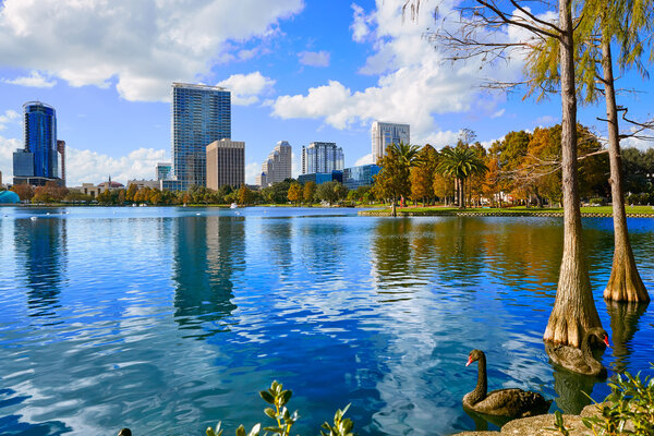 Orlando skyline fom lake Eola Florida US