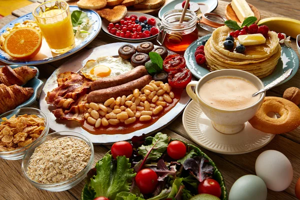 Breakfast buffet full continental and english — Stock Photo, Image