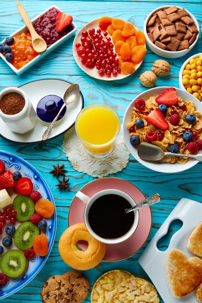 Śniadanie w formie bufetu zdrowa kawa kontynentalnego — Zdjęcie stockowe