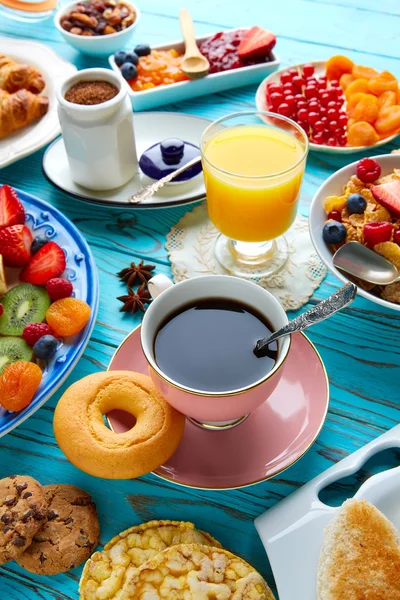 Desayuno buffet de café continental saludable — Foto de Stock