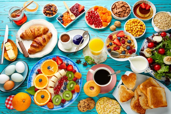 Frühstücksbuffet gesunder kontinentaler Kaffee — Stockfoto