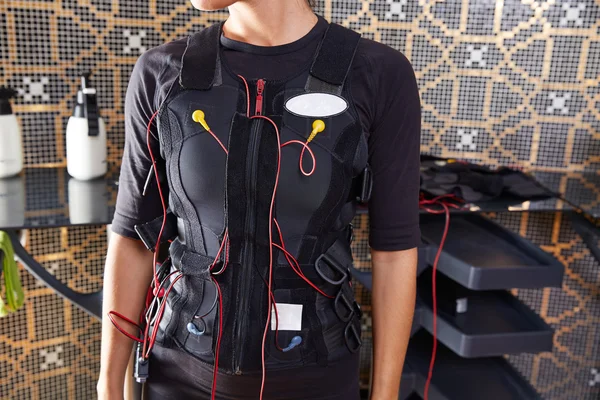 EMS electro stimulation suit woman — Stock Photo, Image