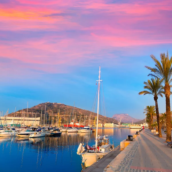 Cartagena murcia přístavu marina sunrise ve Španělsku — Stock fotografie