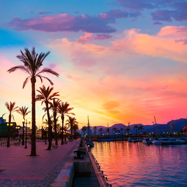 Картахена Мурсія порту Марина захід сонця в Іспанії — стокове фото