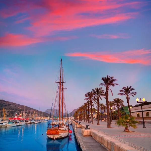 Ρεάλ Καρταγένα Μούρθια λιμάνι Μαρίνα Ανατολή του ηλίου στην Ισπανία — Φωτογραφία Αρχείου