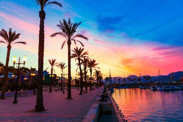 Cartagena murcia port marina sunset Spanyolországban — Stock Fotó