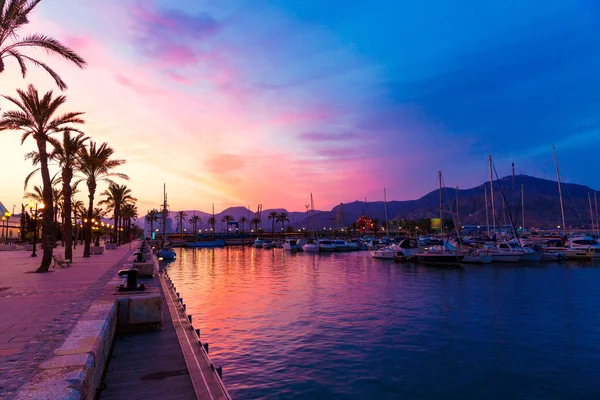 Cartagena Murcia port marina coucher de soleil en Espagne — Photo