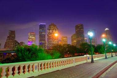 Gün batımı Sabine St Texas ABD Houston manzarası