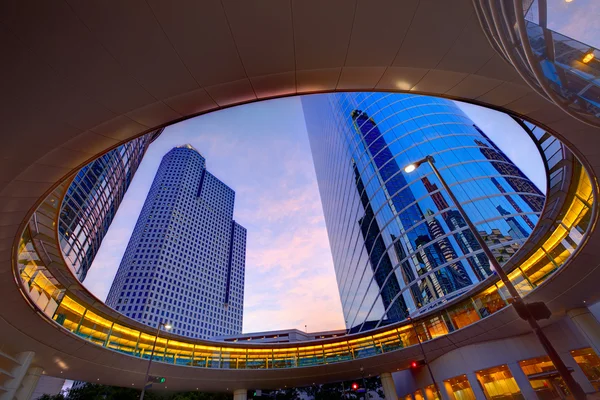 Houston şehir merkezinde günbatımı gökdelenler Texas — Stok fotoğraf