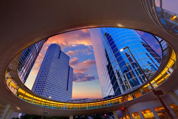 Houston Downtown arranha-céus pôr-do-sol Texas — Fotografia de Stock