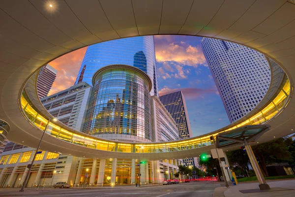 Houston Downtown arranha-céus pôr-do-sol Texas — Fotografia de Stock