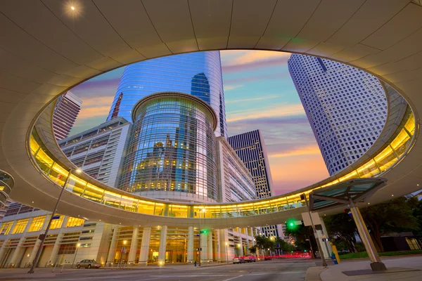 Houston-Downtown naplemente felhőkarcolók Texas — Stock Fotó