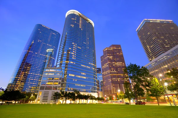 Houston Downtown panoramę zachód słońca w Teksasie nas — Zdjęcie stockowe