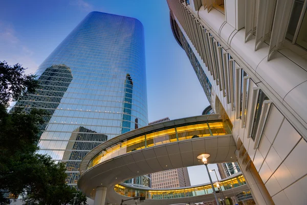 Downtown Houston solnedgång skyskrapor Texas — Stockfoto