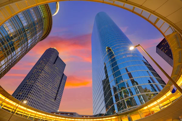Houston Downtown arranha-céus pôr-do-sol Texas — Fotografia de Stock