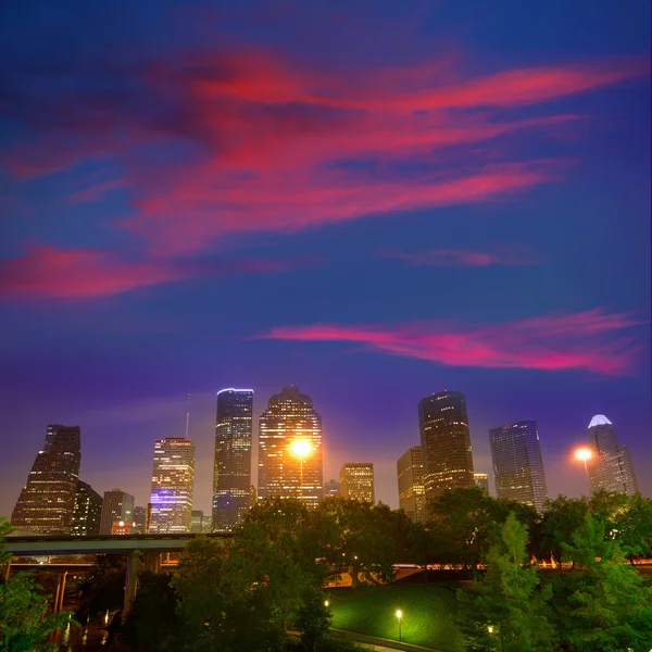 Houston skyline vista ovest tramonto Texas IT — Foto Stock